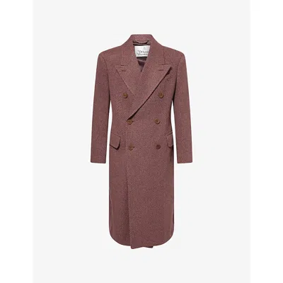 Vivienne Westwood Mens Plum Winston Double-breasted Wool Coat In Brown