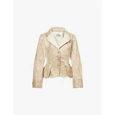 Vivienne Westwood Mens Washed Beige Bettina Fitted Denim Jacket In Neutral
