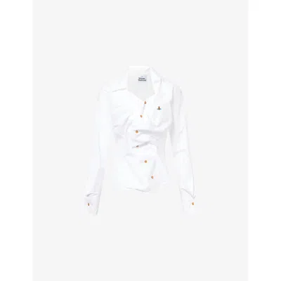 Vivienne Westwood Mens  Drunken Cinched Cotton-poplin Shirt In White