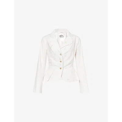 Vivienne Westwood Mens White Flowers Bettina Embroidered Cotton-blend Jacket