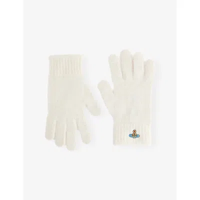 Vivienne Westwood Mens White Fluffy Alpaca-wool Blend Gloves