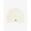 Vivienne Westwood Mens White Fluffy Brand-embroidered Alpaca-blend Beanie Hat In White