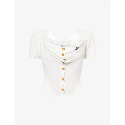 Vivienne Westwood Mens Bea Corset Cardigan-overlay Cotton Top White Lace