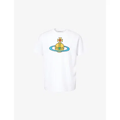Vivienne Westwood Mens White Orb-logo Oversized Cotton-jersey T-shirt
