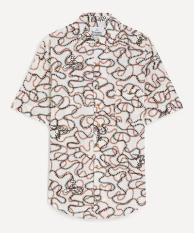 Vivienne Westwood Mens White Wiggle Bowling Shirt