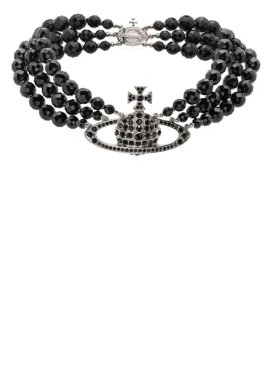 Vivienne Westwood Messaline 3 Row Choker Accessories In Black