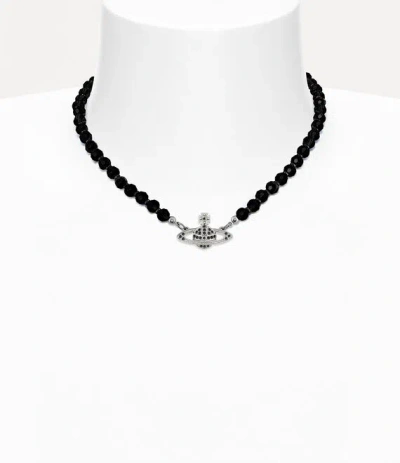 Vivienne Westwood Messaline Choker Silversilver-blackagate-gemstone-jet Brass Women