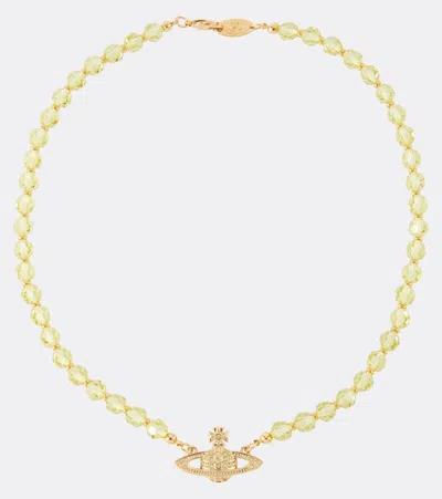 Vivienne Westwood Messaline Crystal Choker In Gold