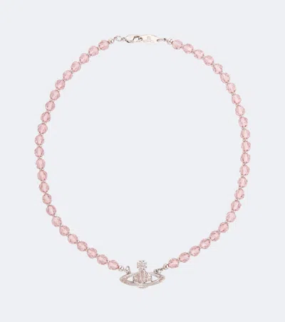 Vivienne Westwood Messaline Crystal-embellished Choker In Pink