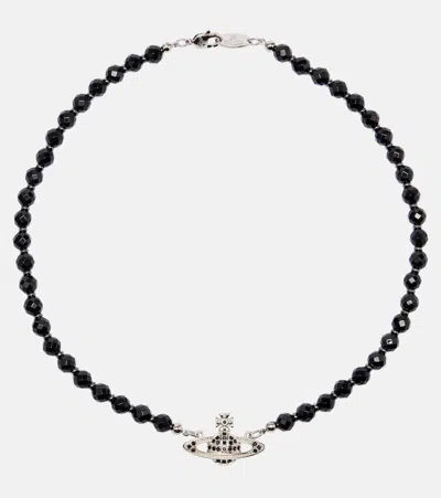 Vivienne Westwood Messaline Embellished Choker In Black