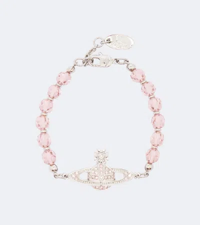 Vivienne Westwood Messaline Orb Beaded Bracelet In Pink