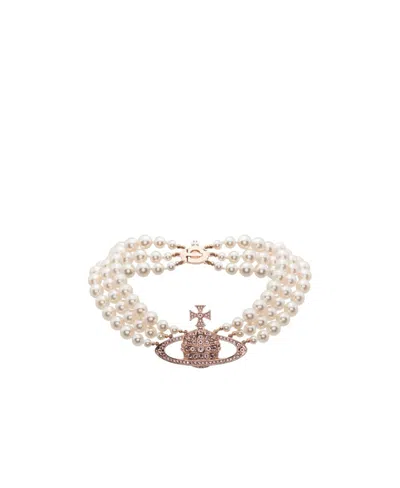 Vivienne Westwood Messaline Orb Three-row Chocker In Yellow