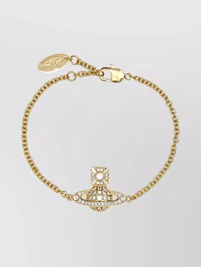 Vivienne Westwood Metal Chain Bracelet Crystal Embellishments In Gold