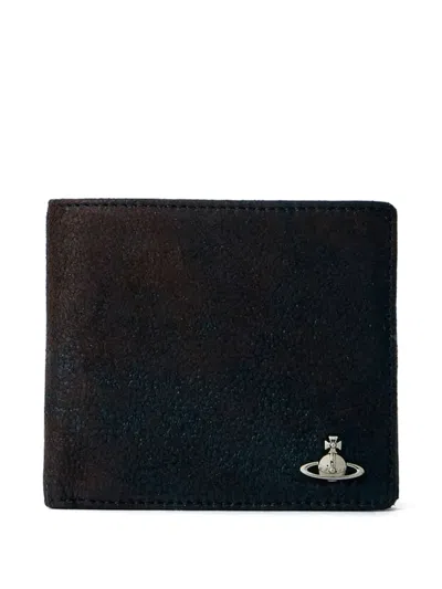 Vivienne Westwood Metal Logo Suede Wallet In Brown