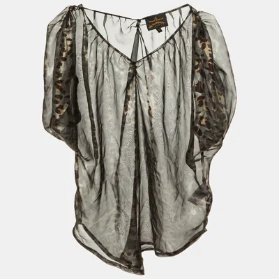 Pre-owned Vivienne Westwood Metallic Animal Printed Chiffon Top S
