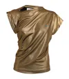 Vivienne Westwood 'hebo' Metallic Asymmetric Top With Gathered Detail In Cotton Woman In Gold