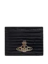 Vivienne Westwood Metallic-orb Leather Cardholder In Black