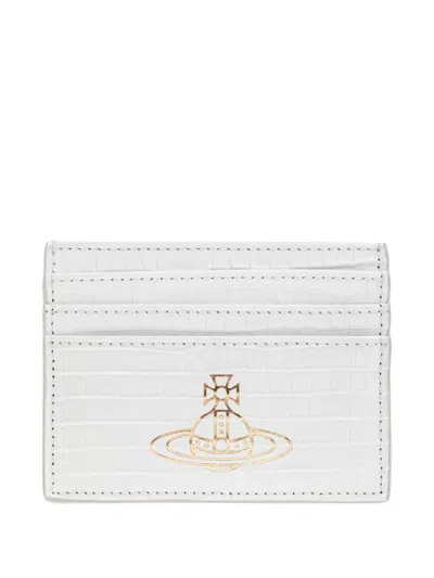 Vivienne Westwood Metallic-orb Leather Cardholder In White
