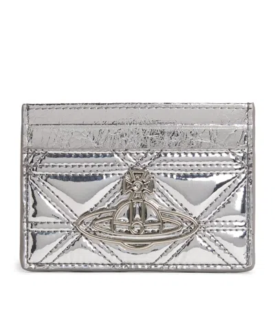 Vivienne Westwood Metallic Quilted Card Holder In Silver