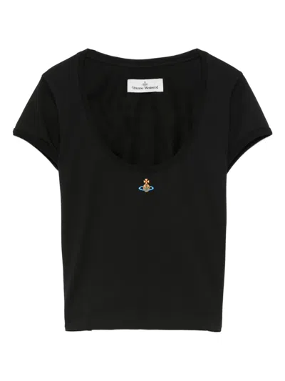 Vivienne Westwood Micro Lollo Scoop-neck T-shirt In Black
