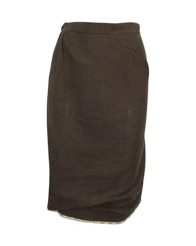 Vivienne Westwood Microprint Midi Pencil Skirt In Brown Cotton Linen