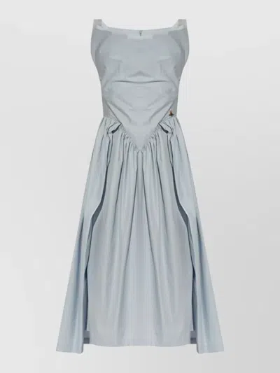 Vivienne Westwood Midi Dress Gathered Detail Square Neckline In Blue