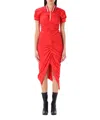 Vivienne Westwood Pulling Ruched Asymmetric Cotton Midi Dress In Red