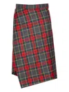 Vivienne Westwood Asymmetric Tartan Midi Skirt In Multi