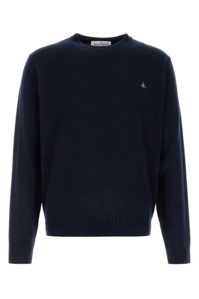 Vivienne Westwood Classic Crew Neck Sweater With Subtle Logo Embroidery In Black