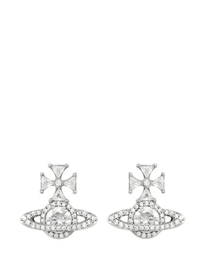 Vivienne Westwood Mila Stud Earrings Crystal Detail Design In Metallic