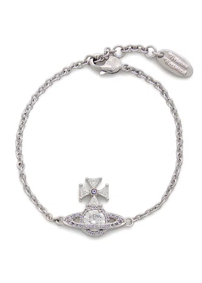 Vivienne Westwood Mila Orb Pavé Bracelet In Silver