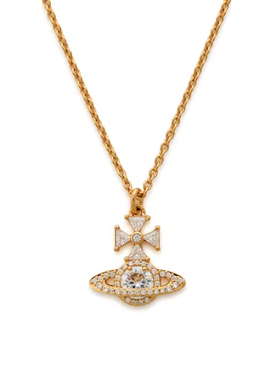 Vivienne Westwood Mila Orb Pavé Necklace In Gold