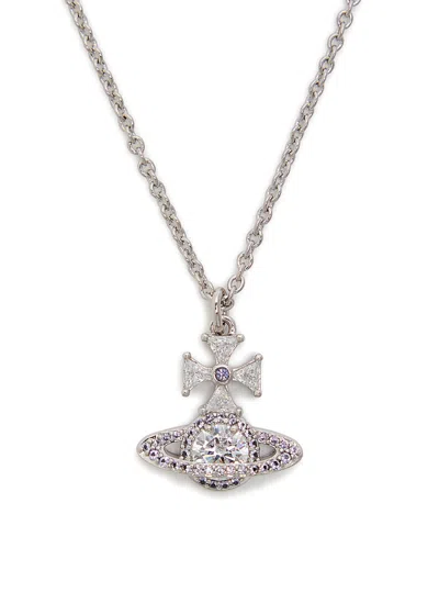 Vivienne Westwood Mila Orb Pavé Necklace In Silver
