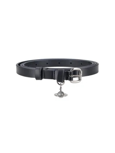 Vivienne Westwood Adjustable Belt Featuring Delicate Charm Detail In Black