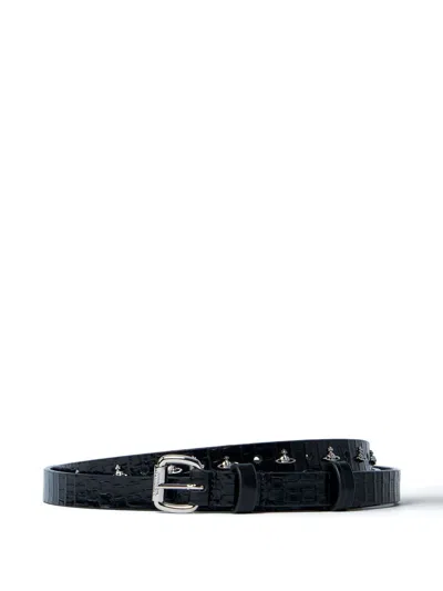 Vivienne Westwood Mini Alex Orb Stud Belt Woman Black