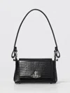 Vivienne Westwood Hazel Small Black Embossed Croc Shoulder Bag In Black