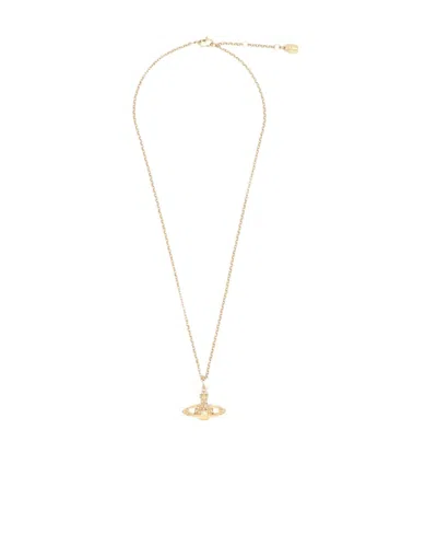 Vivienne Westwood Mini Bas Embossed Pendant Necklace In Yellow