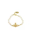 Vivienne Westwood Mini Bas Relief Pearl Bracelet Gold Brass Women In Not Applicable