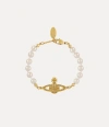 Vivienne Westwood Mini Bas Relief Pearl Bracelet Gold Brass Women In Gold
