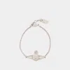 Vivienne Westwood Mini Bas Relief Chain Platinum Bracelet In Grey