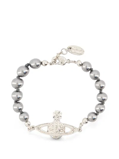 Vivienne Westwood Mini Bas Relief Bracelet In Silver