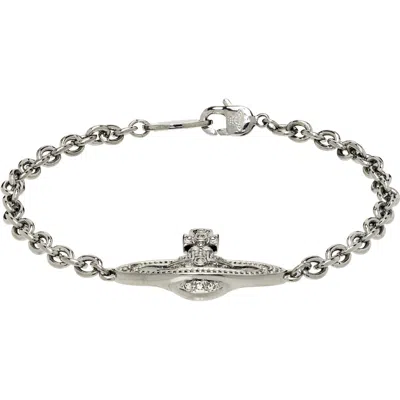 Vivienne Westwood Mini Bas Relief Chain Bracelet In Aw21-s108 Ruthenium