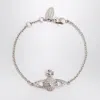 Vivienne Westwood Mini Bas Relief Chain Platinum Bracelet In Metallic
