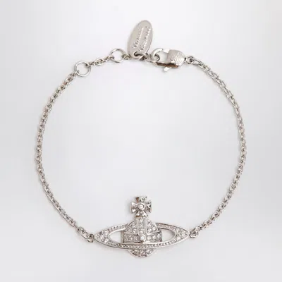 Vivienne Westwood Mini Bas Relief Chain Platinum Bracelet In Metallic