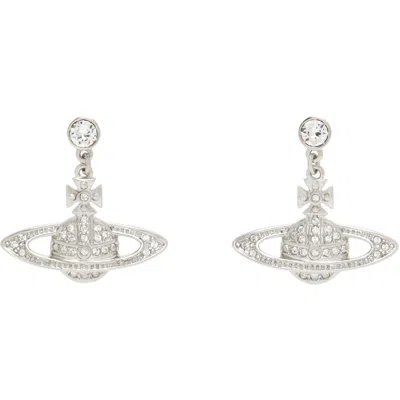 Vivienne Westwood Mini Bas Relief Drop Earrings In P116 Platinum / Crys