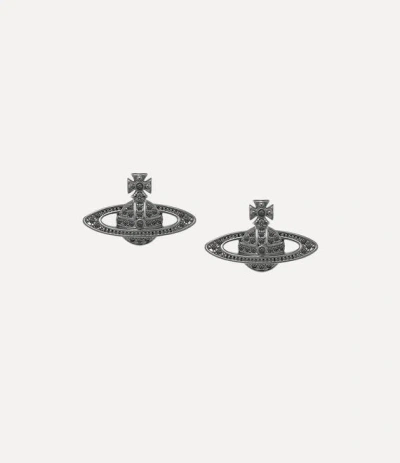 Vivienne Westwood Mini Bas Relief Earrings Gunmetal Topaz Crystals Women In Gray