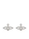Vivienne Westwood Mini Bas Relief Earrings Silver Cubic Zirconia Women In Silver
