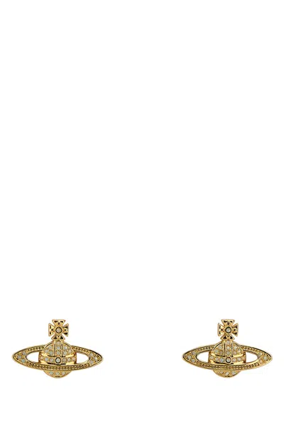 Vivienne Westwood Gold Metal Mini Bas Relief Earrings