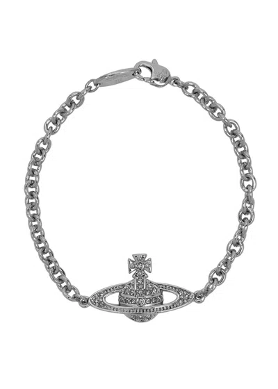 Vivienne Westwood Mini Bas Relief Gunmetal Orb Bracelet In Metallic