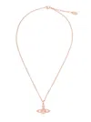 Vivienne Westwood 'mini Bas Relief' Metallic Necklace With Orb Pendant In Brass Woman In Gray